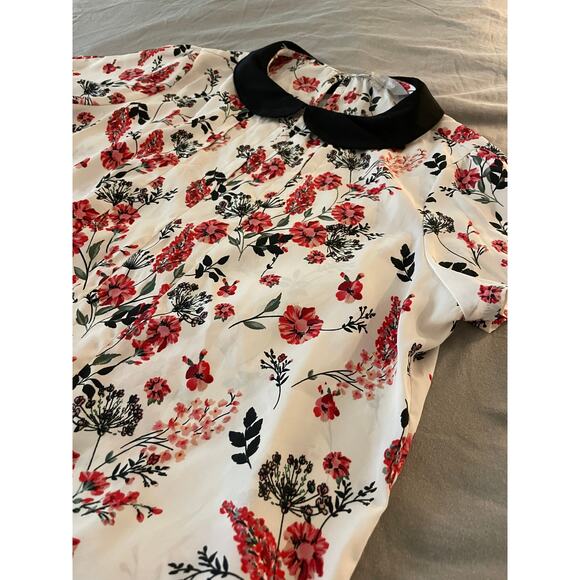 Red Herring SZ 14 Floral Short Sleeve Blouse - Picture 7 of 7